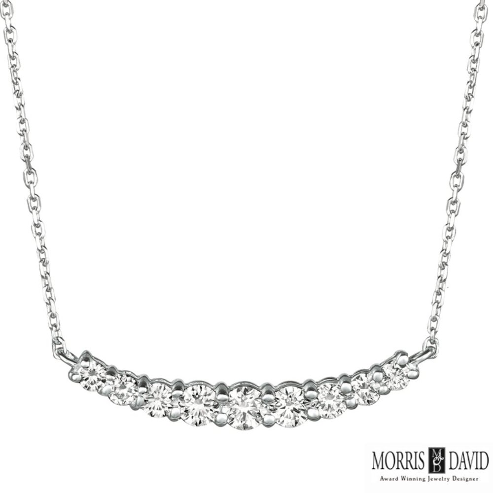 0.50 Carat Natural Diamond Necklace 14K White Gold